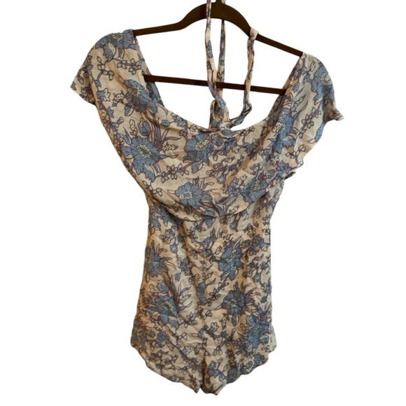 Lush Blush/Pink Floral Halter Ruffled Romper - Picture 1 of 8
